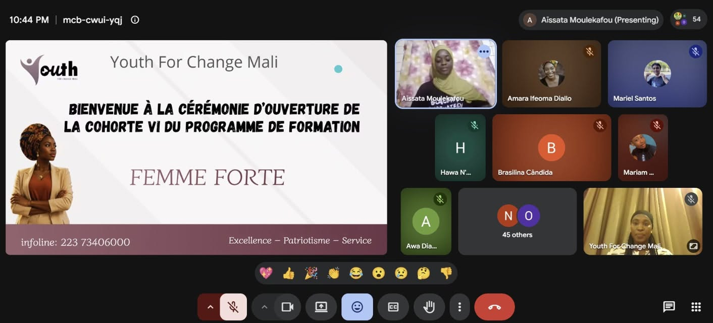 Visioconférence d’ouverture de la cohorte VI du programme de formation Femme Forte de Youth For Change – Mali